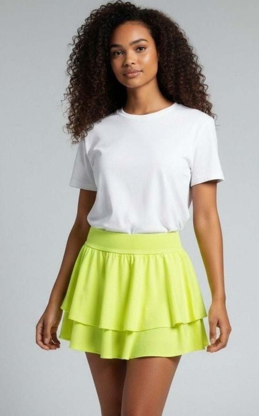 Lululemon Ruffle Layered Tennis Skirt Neon Yellow Size 4
